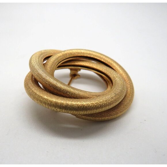 Vintage Sarah Coventry Brooch Twisted Circle Gold Tone Swirl Coiled Pin - Picture 8 of 11